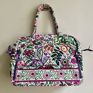 Vera Bradley | Purple & Green Floral Laptop Crossbody Messenger Travel Bag